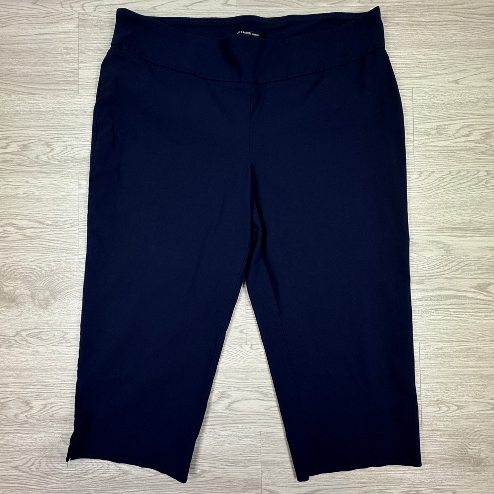 Zac & Rachel Women's Pants Capris Navy Blue 16W Pull On Stretch Cropped Slit Hem